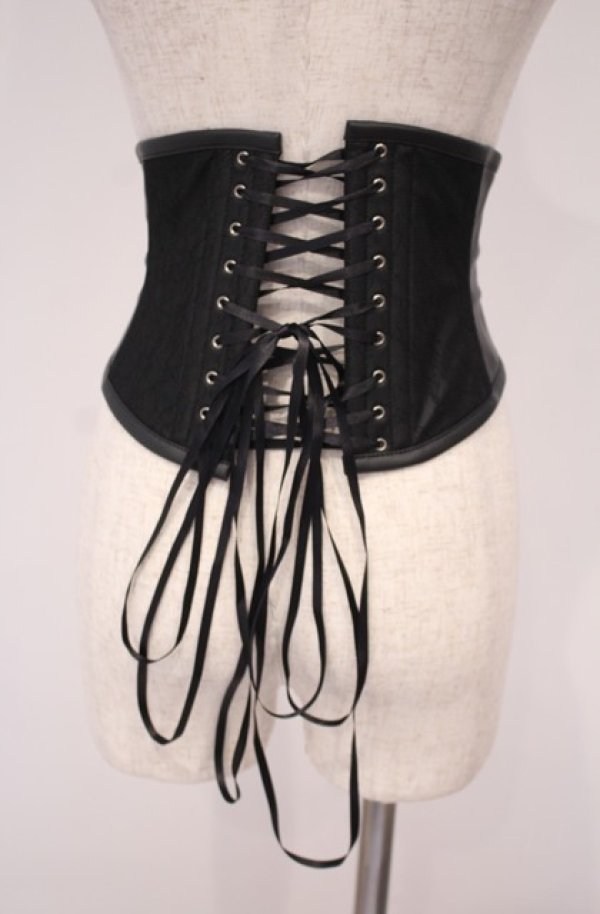 画像4: abilletage / Noir フェイクレザーミニコルセット 4(フルクローズ 56~58cm) ブラック O-26-01-27-1007-GO-TO-OW-OS (4)