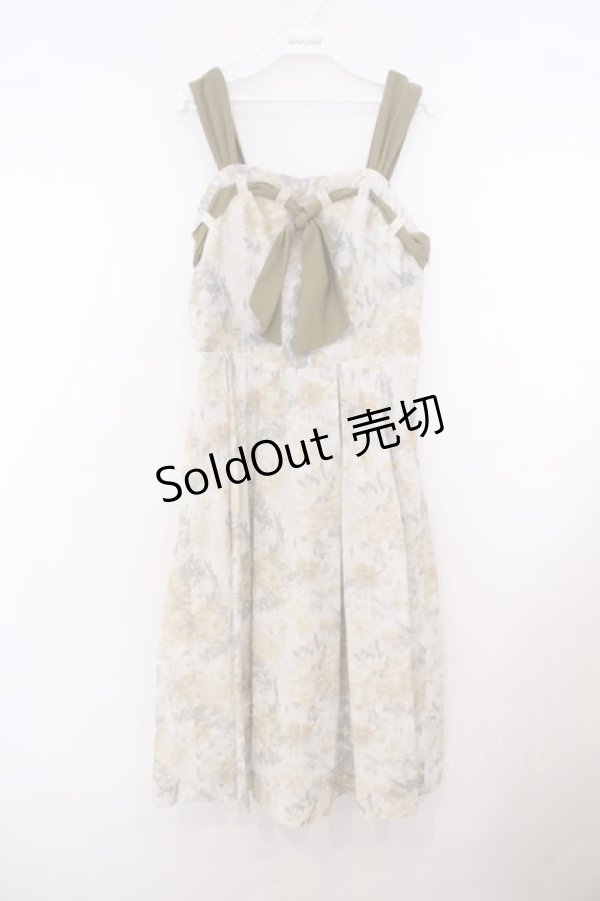 画像1: an another angelus / はしごスカーフ水彩フラワー柄ワンピース F ライトイエロー O-26-01-27-007-CA-OP-OW-OS (1)