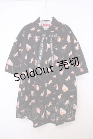 画像: Jamie エーエヌケー / エンジェルプリントBIGシャツ M クロ O-26-01-27-060-LO-BL-OW-OS