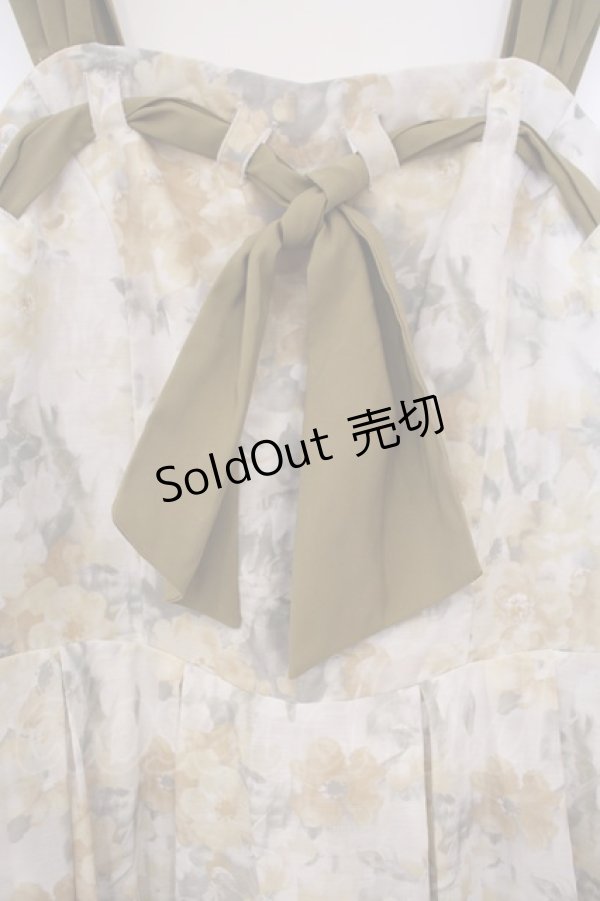 画像2: an another angelus / はしごスカーフ水彩フラワー柄ワンピース F ライトイエロー O-26-01-27-007-CA-OP-OW-OS (2)