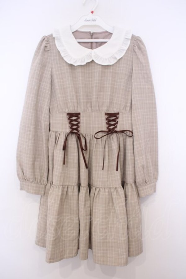 画像1: Ank Rouge / ウエストスピンドルワンピース M ベージュ O-26-01-27-061-CA-OP-OW-OS (1)