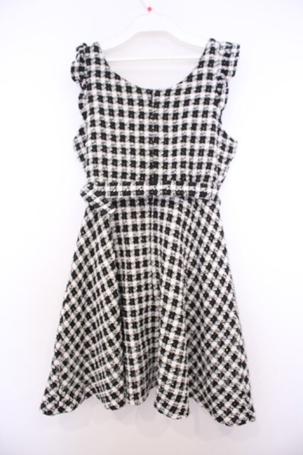 画像2: Honey Cinnamon / パールボタンチェックジャンパースカート F クロ O-26-01-27-064-LO-OP-OW-OS (2)