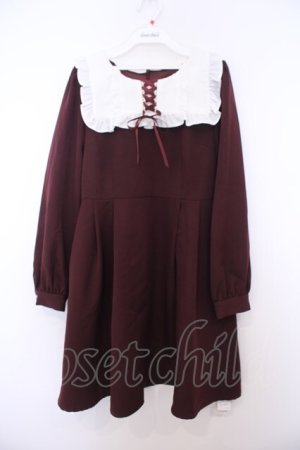 画像: Ank Rouge / スクエアヨークワンピース M ワイン O-26-01-27-065-CA-OP-OW-OS