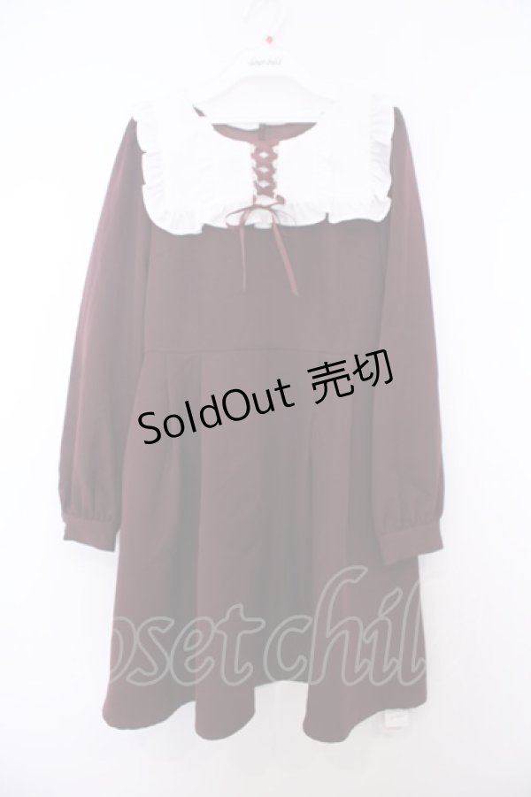 画像1: Ank Rouge / スクエアヨークワンピース M ワイン O-26-01-27-065-CA-OP-OW-OS (1)