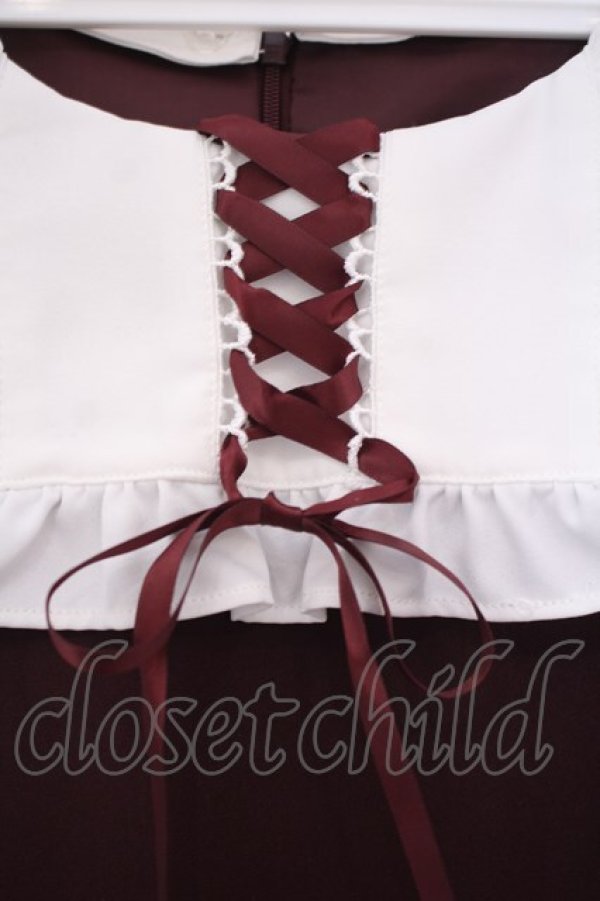 画像2: Ank Rouge / スクエアヨークワンピース M ワイン O-26-01-27-065-CA-OP-OW-OS (2)