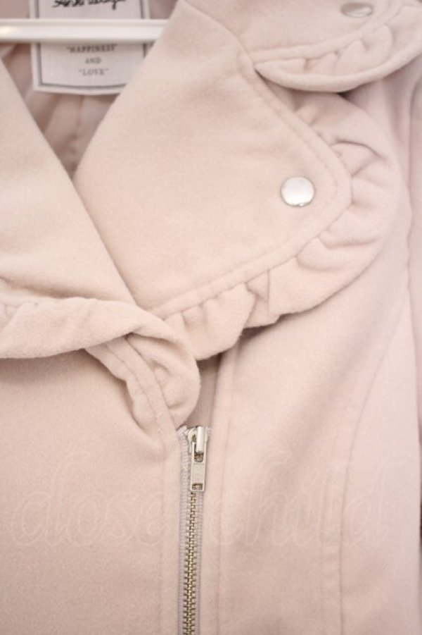 画像2: Ank Rouge / 2020年 Happy Ba フリルライダースジャケット M ベージュ O-26-01-27-070-CA-JA-OW-OS (2)