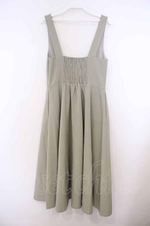 画像2: F&A / フロントレースアップUネックジャンパースカート F グリーン O-26-01-27-008-LO-OP-OW-OS (2)