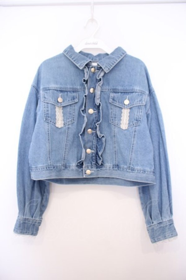 画像1: axes femme / レース×フリルデニムジャケット F インディゴ O-26-01-27-082-AX-JA-IG-OS (1)