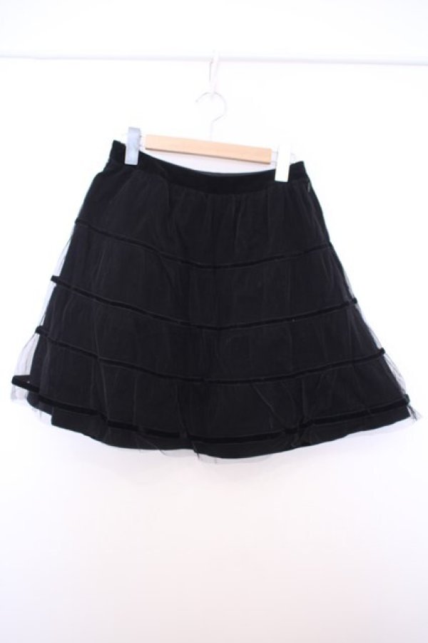 画像1: Jane Marple / チュール重ね別珍スカート M クロ O-26-01-27-086-JM-SK-OW-OS (1)