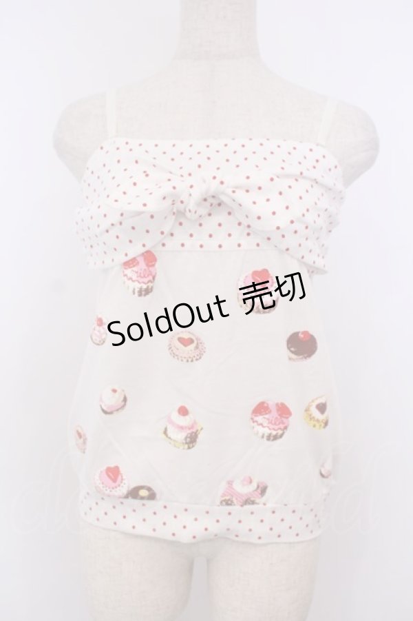 画像1: MILK / ケーキ柄キャミソール  シロ O-26-01-27-088-ML-TO-OW-OS (1)