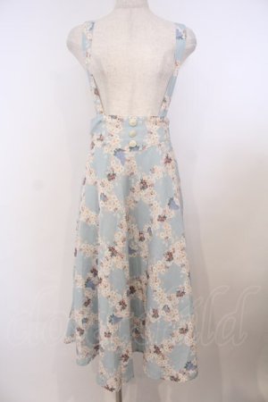 画像: Fi.n.t / サスペンダー付きレトロフラワーチェック柄スカート F グリーン O-26-01-27-011-CA-SK-OW-OS