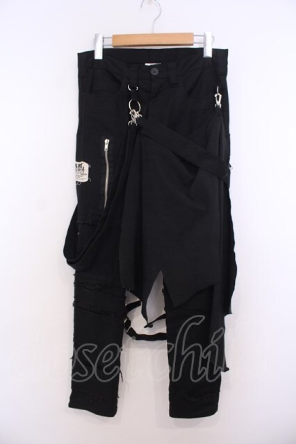 画像1: STIGMATA / ラップ付き継ぎ接ぎパンツ XS ブラック O-26-01-27-094-GO-PA-IG-OS (1)