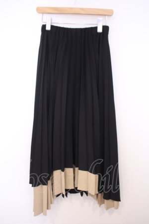 画像: HARE / ランダムプリーツスカート  ブラック×ベージュ O-26-01-27-096-PU-SK-IG-OS