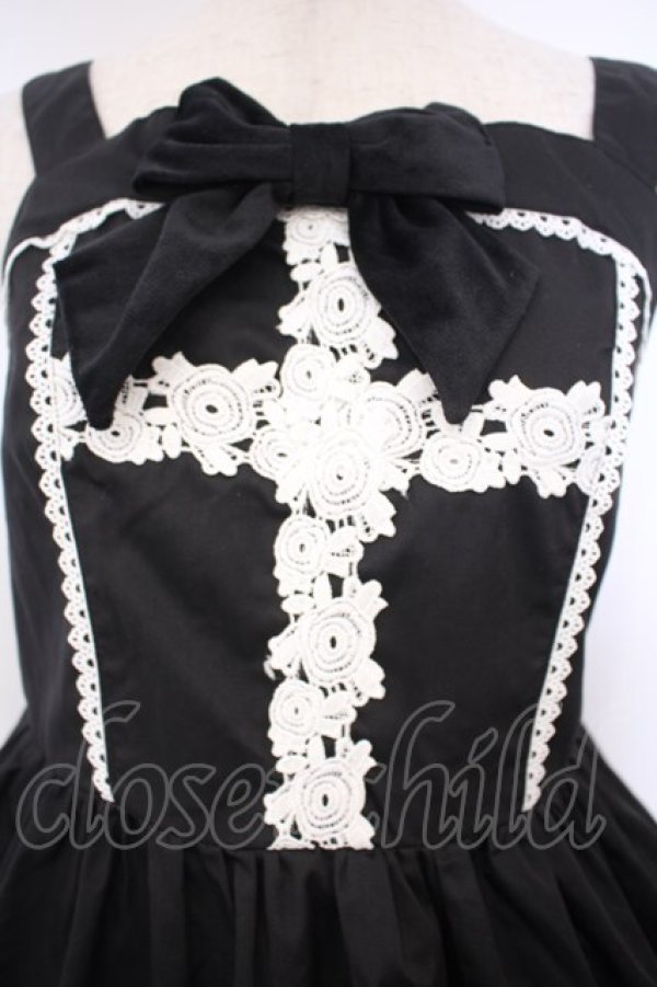 画像2: Eri Aino's collaboration / アカCHKリボンレースジャンパースカート シャーロットの水曜日 ジャンパースカート M クロ O-26-01-27-022-LO-OP-IG-OS (2)