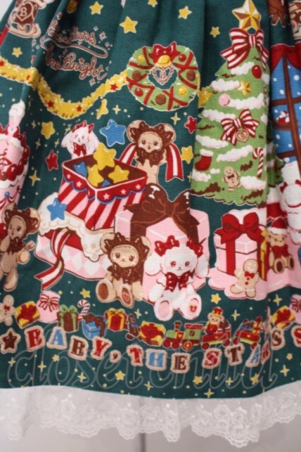画像2: BABY,THE STARS SHINE BRIGHT / くみゃちゃんのDokiDoki Christmas Party柄スカート  グリーン O-26-01-27-025-BA-SK-IG-OS (2)