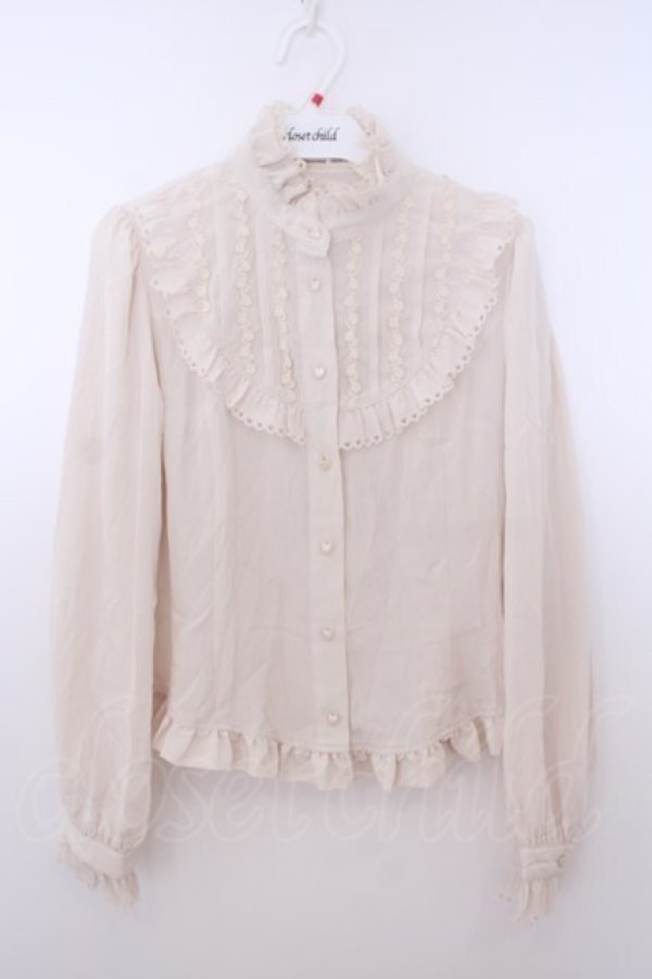 画像1: Innocent World / ハートスカラップスタンドカラーブラウス M 生成り O-26-01-28-043-IW-BL-IG-OS (1)