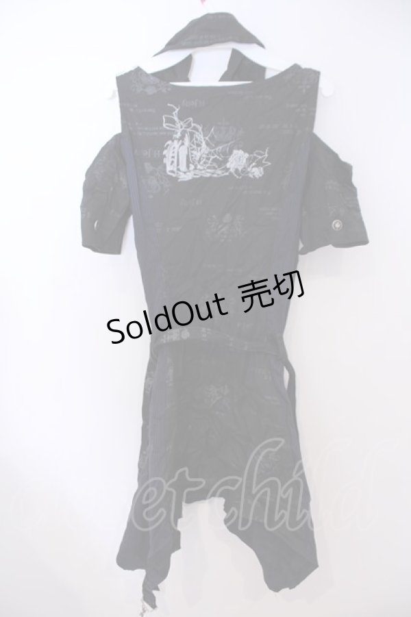 画像3: H jelly / オフショルホルターシャツワンピース  ブラック×ネイビー O-26-01-28-053-HN-OP-IG-OS (3)