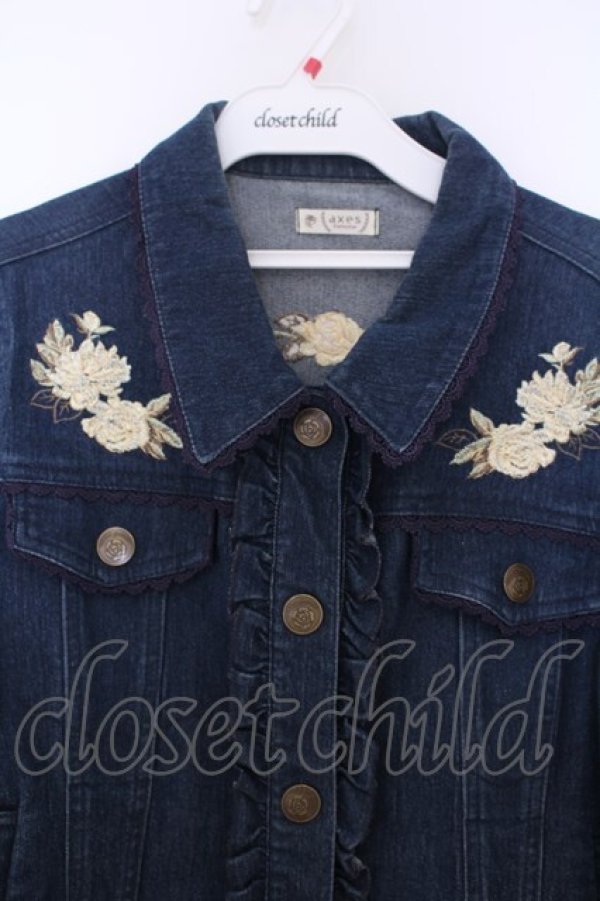 画像2: axes femme / 花刺繍デニムジャケット M インディゴ O-26-01-28-005-AX-JA-OW-OS (2)