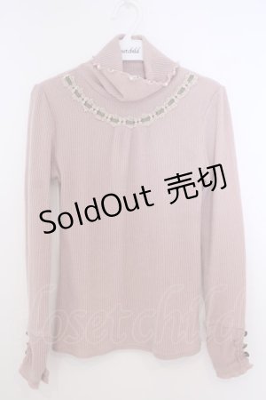 画像: axes femme / はしごレースリブタートルニットソー M ピンク O-26-01-28-006-AX-TO-OW-ZT0130R