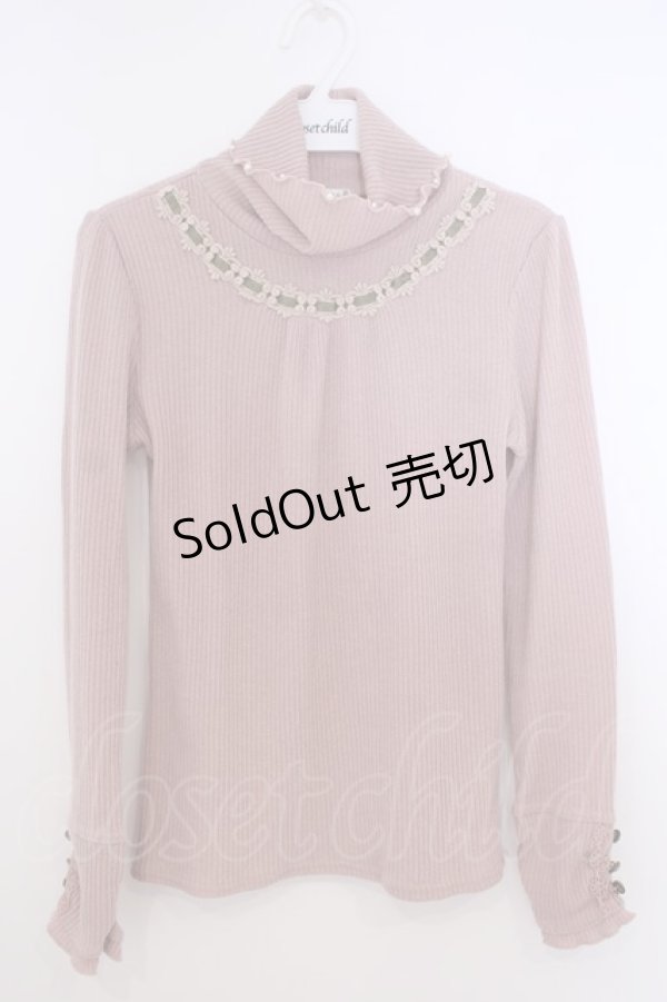 画像1: axes femme / はしごレースリブタートルニットソー M ピンク O-26-01-28-006-AX-TO-OW-ZT0130R (1)