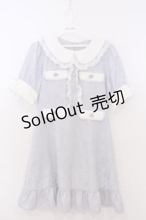 画像: DearMyLove / ハートパールジャガードorツイードワンピース M ジャガード 膝上ブルー O-26-01-28-064-EL-OP-IG-OS