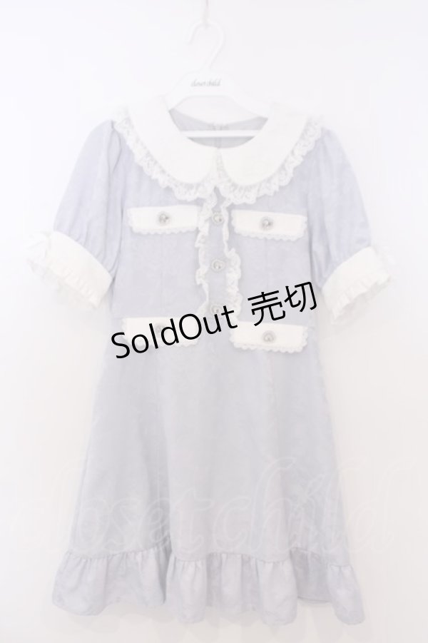 画像1: DearMyLove / ハートパールジャガードorツイードワンピース M ジャガード 膝上ブルー O-26-01-28-064-EL-OP-IG-OS (1)