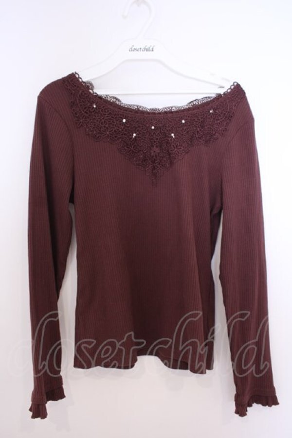 画像1: axes femme / レース使い長袖インナー M ブラウン O-26-01-28-009-AX-OP-OW-OS (1)