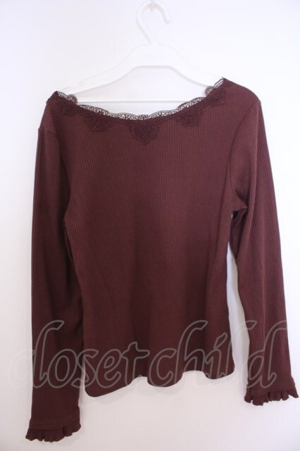 画像2: axes femme / レース使い長袖インナー M ブラウン O-26-01-28-009-AX-OP-OW-OS (2)