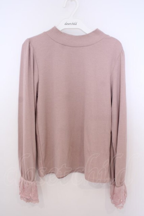 画像1: axes femme / レース×チュール袖プルオーバー F ピンク O-26-01-28-011-AX-TO-OW-OS (1)