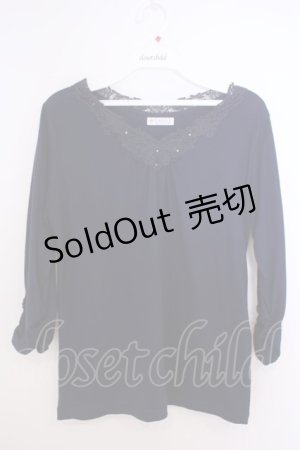 画像: axes femme / Vネックレーストップス M ネイビー O-26-01-28-014-AX-TO-OW-ZT0130R