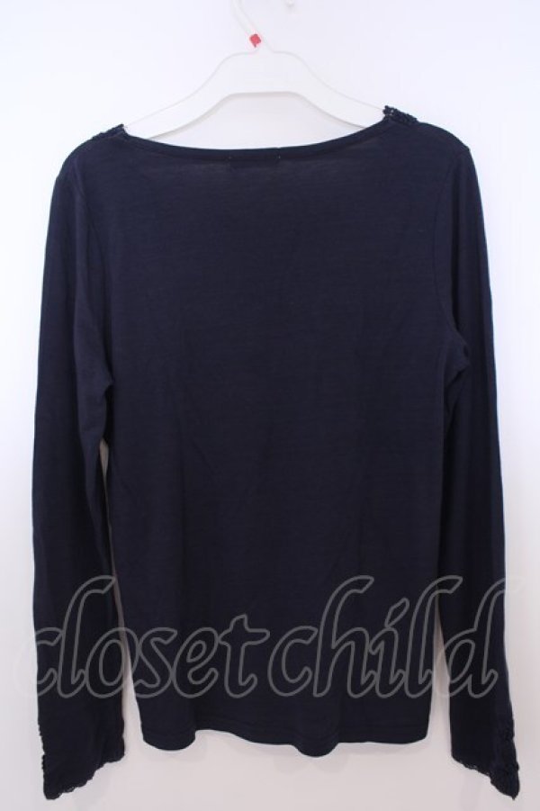 画像3: axes femme / フラワーレース使いインナープルオーバー M ネイビー O-26-01-28-015-AX-TO-OW-OS (3)