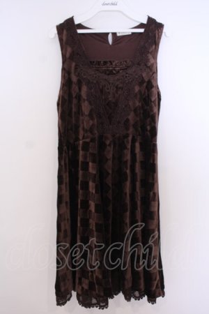 画像: axes femme / アーガイルエンボスベロアワンピース M ブラウン O-26-01-28-017-AX-OP-OW-OS