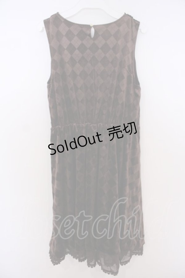 画像2: axes femme / アーガイルエンボスベロアワンピース M ブラウン O-26-01-28-017-AX-OP-OW-ZT0130R (2)