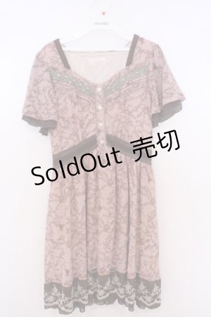 画像: axes femme / ローズリーフ柄シルエットワンピース M ピンク O-26-01-28-019-AX-OP-OW-ZT599