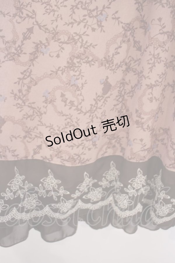 画像2: axes femme / ローズリーフ柄シルエットワンピース M ピンク O-26-01-28-019-AX-OP-OW-ZT599 (2)