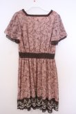 画像4: axes femme / ローズリーフ柄シルエットワンピース M ピンク O-26-01-28-019-AX-OP-OW-OS (4)