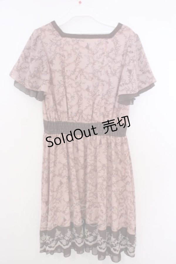 画像4: axes femme / ローズリーフ柄シルエットワンピース M ピンク O-26-01-28-019-AX-OP-OW-ZT599 (4)