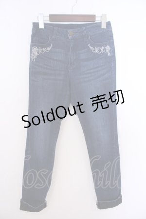 画像: axes femme / ローズブーケ刺繍デニム M インディゴ O-26-01-28-022-AX-PA-OW-ZT601