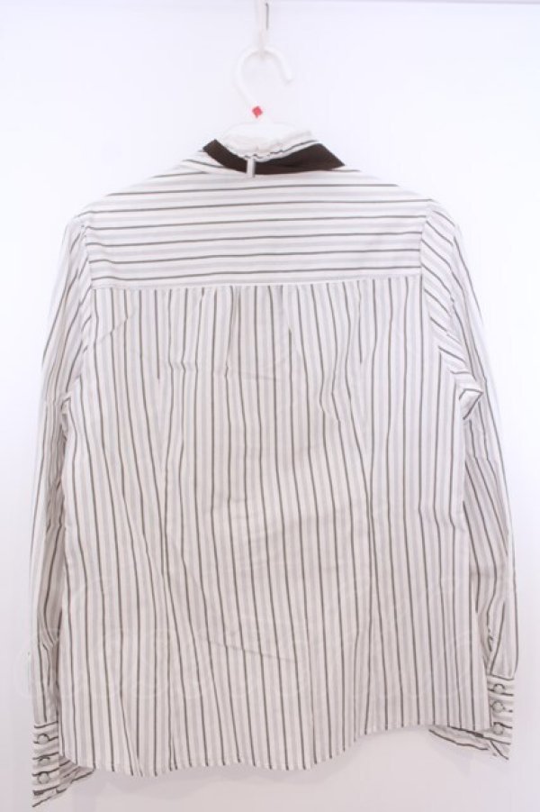 画像2: axes femme / タイ付きレジメ柄ブラウス M アイボリー O-26-01-28-024-AX-BL-IG-OS (2)