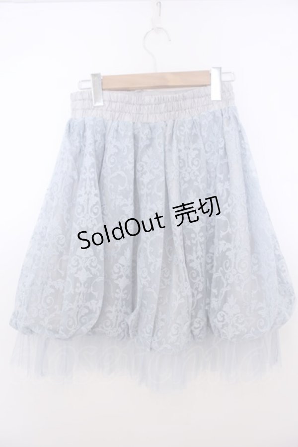 画像2: axes femme / 刺繍バルーンスカート  サックス×グレー O-26-01-28-027-AX-SK-IG-ZT0130R (2)