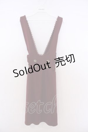 画像: axes femme / ボタン配色ジャンスカ  ワイン O-26-01-28-030-AX-OP-IG-OS