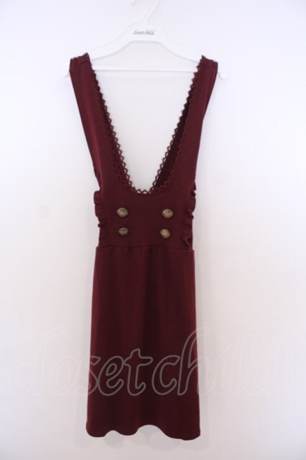 画像1: axes femme / ボタン配色ジャンスカ  ワイン O-26-01-28-030-AX-OP-IG-OS (1)