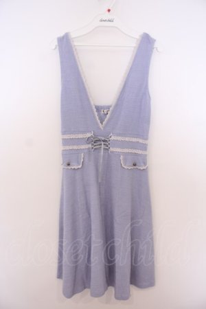 画像: axes femme / パイル風ジャンパースカート  サックス O-26-01-28-031-AX-OP-IG-OS