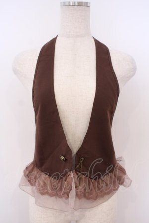 画像: axes femme / シフォンチュールフリルホルターベスト  ブラウン O-26-01-28-037-AX-TO-IG-OS