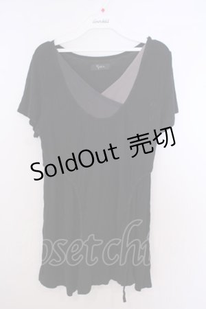 画像: Sixh / ギャザーTシャツ  ブラック×グレー O-26-01-28-040-HN-TO-IG-OS