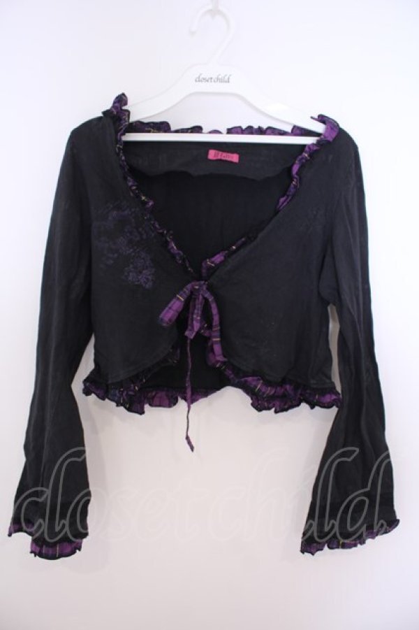 画像1: H jelly / プリントカットボレロ  ブラック×グレー O-26-01-28-041-HN-TO-IG-OS (1)