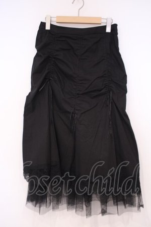 画像: MIHO MATSUDA / 裾チュールドロストスカート  ブラック O-26-01-29-033-GO-SK-OW-OS