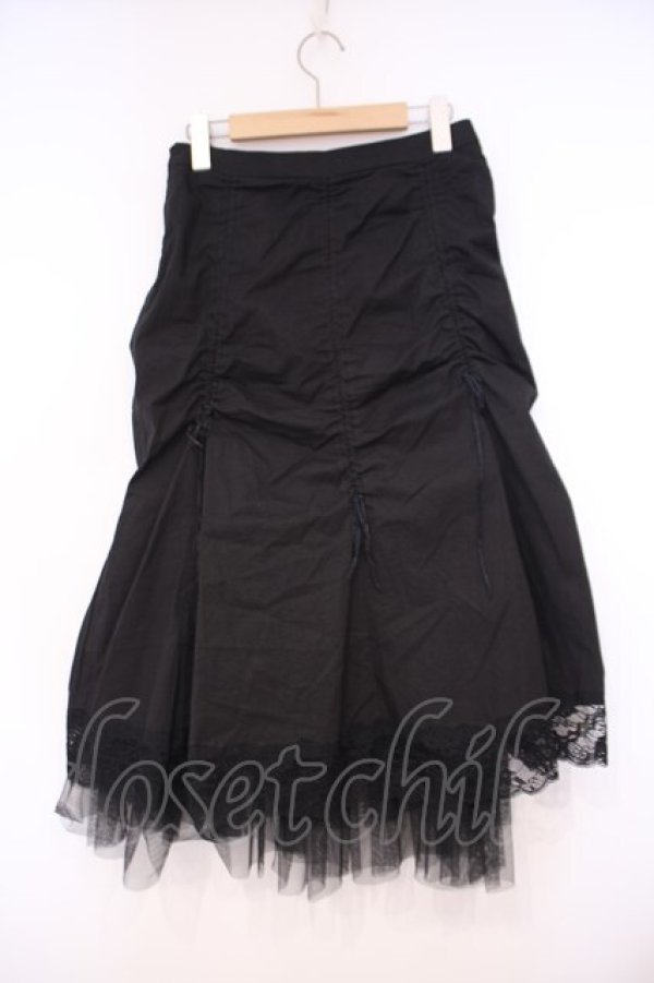 画像4: MIHO MATSUDA / 裾チュールドロストスカート  ブラック O-26-01-29-033-GO-SK-OW-OS (4)
