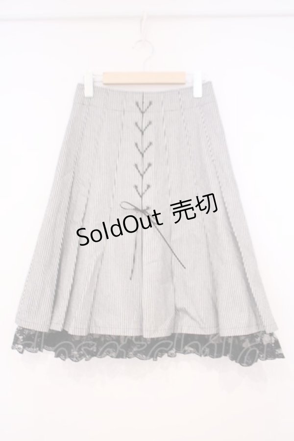 画像1: MIHO MATSUDA / フロントレースアップスカート M ブラック×ホワイト O-26-01-29-035-GO-SK-OW-OS (1)