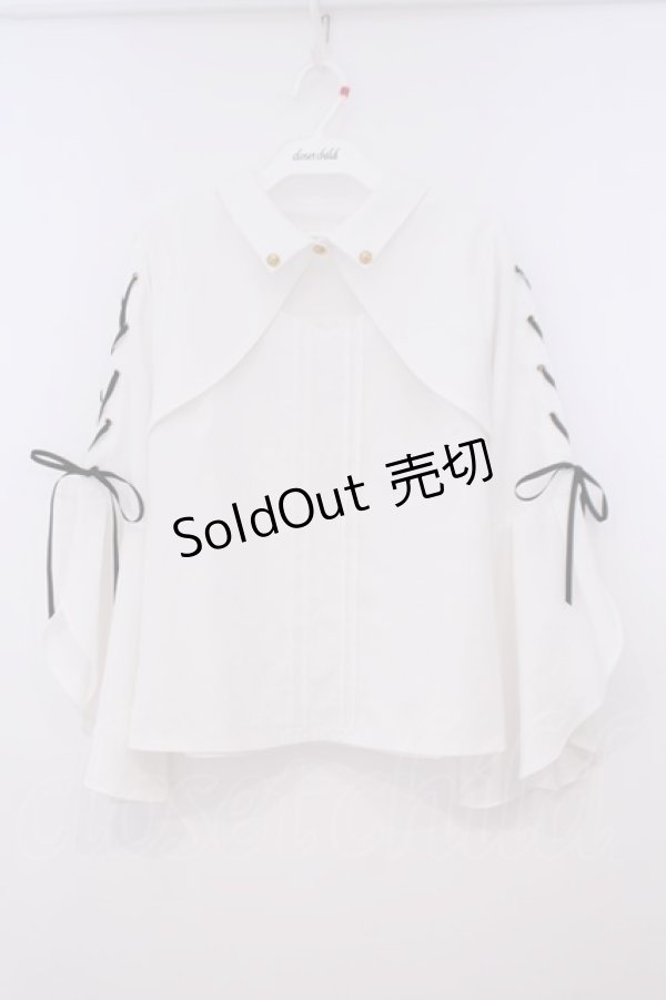 画像1: axes femme POETIQUE / クロスチャーム付長袖ブラウス M シロO-26-01-29-036-AX-BL-OW-ZT586 (1)